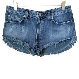 Carmar Distressed Cutoff Dolphin Denim Jean Shorts